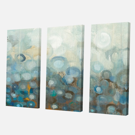 Designart - Blue and Bronze Dots on Glass II